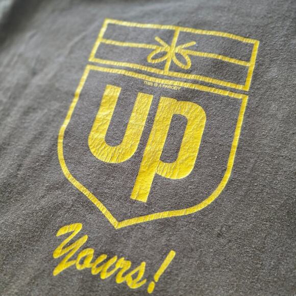 Vintage UPS Logo Parody T-shirt Brown Anchor Blue Size XXL Up Yours - Picture 5 of 7